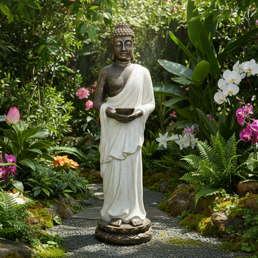 Buddha with Bowl Garden Statue