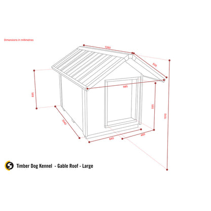 STEEL CHIEF Timber Dog Kennel (Gable Roof)