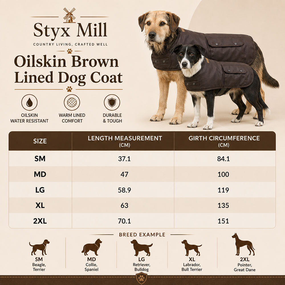 STYX MILL Oilskin Brown Lined Dog Coat