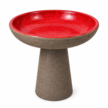 Terracotta Works Graphite Mondo Birdbath Red Wine