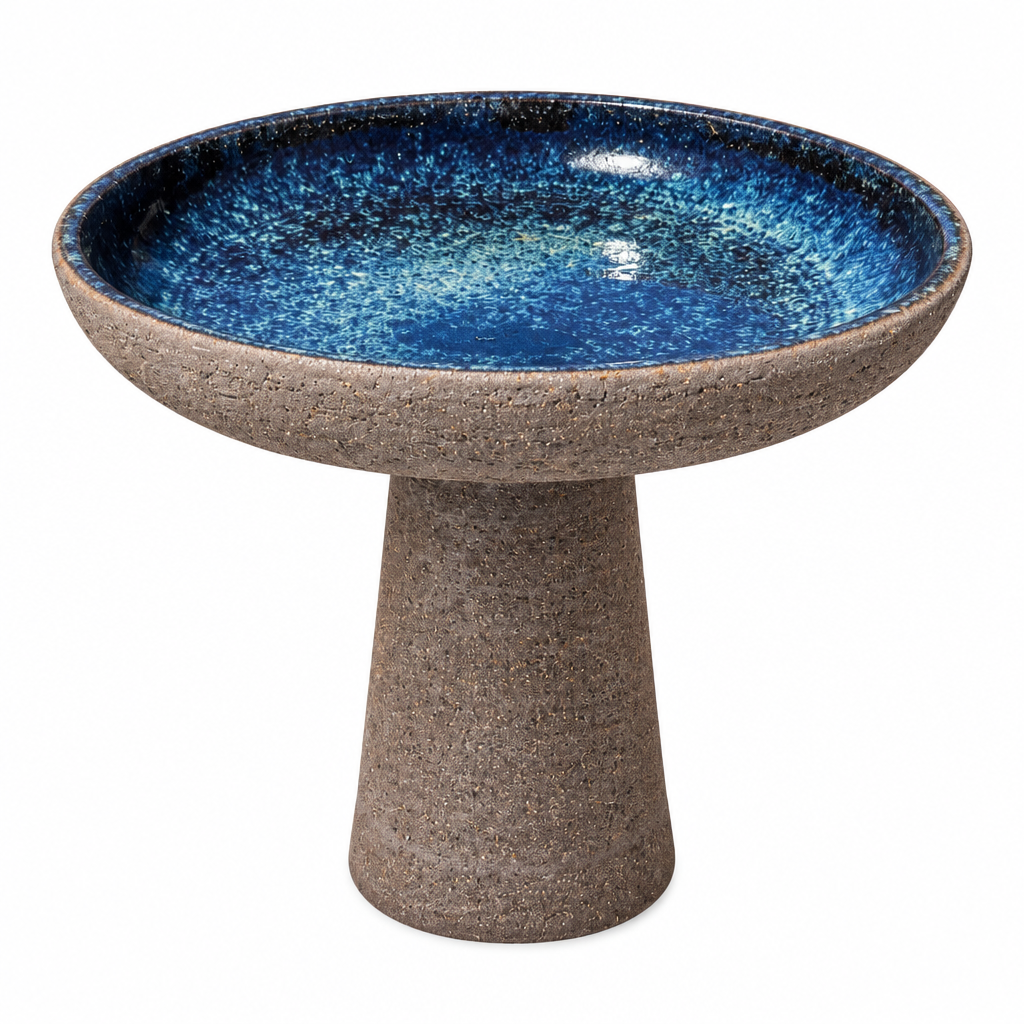 Terracotta Works Graphite Mondo Birdbath Seascape