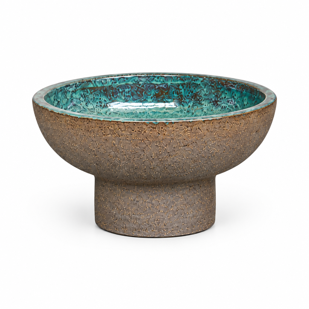 Terracotta Works Graphite Palazzo Bowl in Graphite Aqua Small