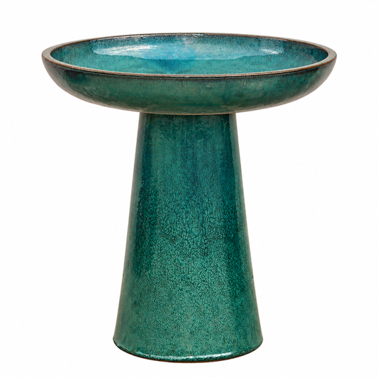 Terracotta Works Moderno Birdbath Aqua