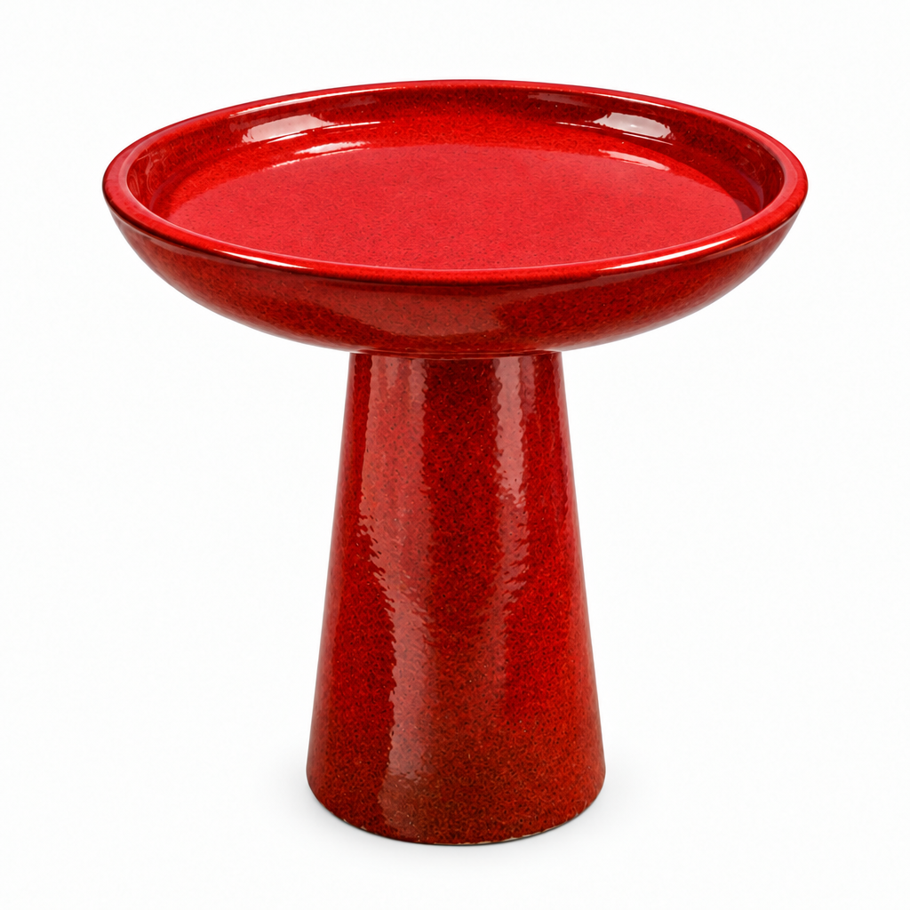 Terracotta Works Moderno Birdbath Red Wine