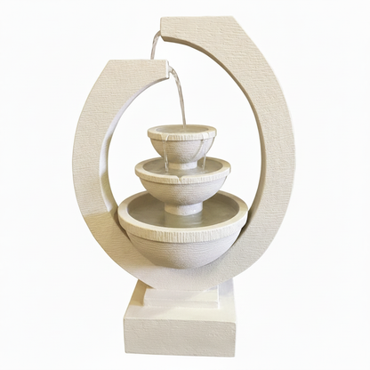 Tranquil Cascade Triple Bowl Fountain – Cream