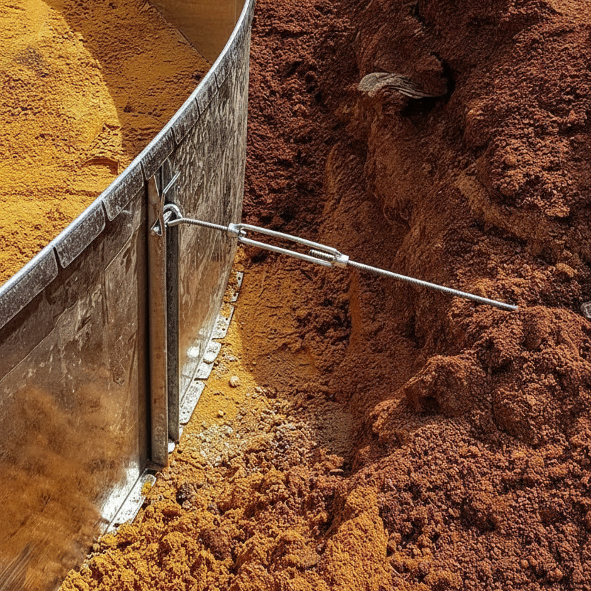 Universal Bracing Set with dark red soil