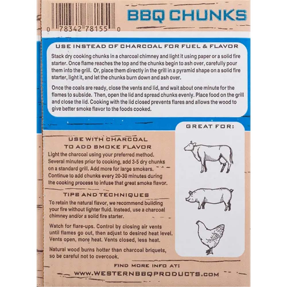 Western BBQ Smoking Wood Chunks Hickory