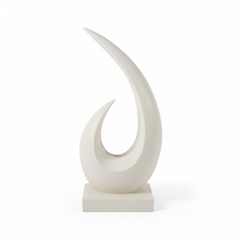 White Abstract Sculpture on White Background