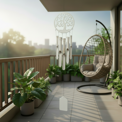 Garden Wind Chimes Tree of Life White