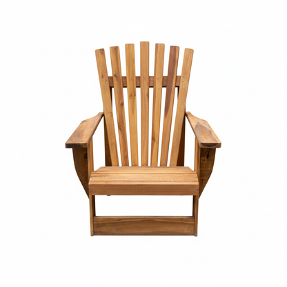 Wooden Adirondack chair on white background - elevated angle