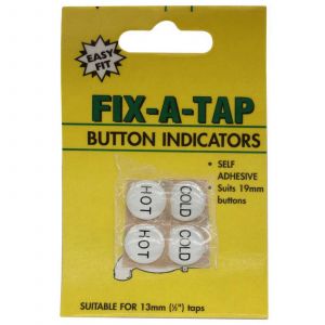 Fix-A-Tap Button Indicators Hot And Cold Taps Suits 19mm Buttons 218162