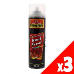 Heat Proof Clear Spray Paint Can 400g HiChem Resistant To 800C High Temperatures PK3