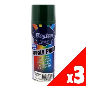 Brunswick Green Spray Paint Can 250g Boston Quick Drying Rust Prevention 3 Pack