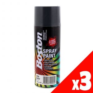 Mid Grey Spray Paint Can 250g Boston Quick Drying Rust Prevention Quality 3 Pack