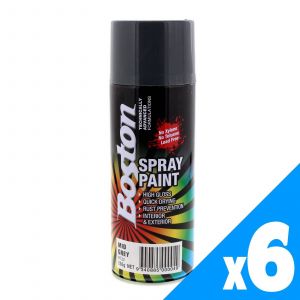 Mid Grey Spray Paint Can 250g Boston Quick Drying Rust Prevention Quality 6 Pack