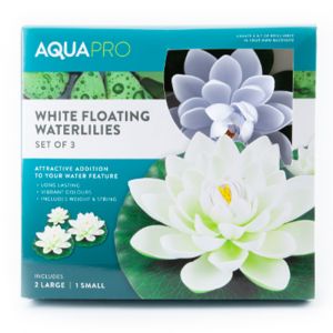 Aqua Pro Floating White Water Lilies - Set of 3