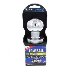 Towball Chrome 50mm Standard 22mm Shank 3500kg Lion Solid Steel Tough Durable