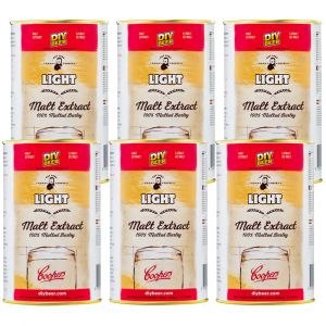 6 x Thomas Coopers Malt Extract Light Cans Home Brew Barley Body Flavour Aroma