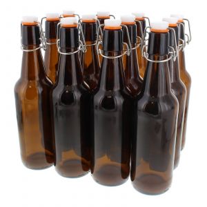 Home Brew Amber Coloured Glass Flip Top Bottles  - Box of 12 500ml
