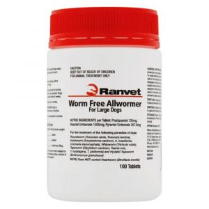 RANVET Worm Free Allwormer Large Dog Over 25kg - Single Tablet