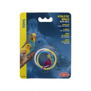 Olympic Athletic Rings Bell Bird Aviary Toy Health Interactive Cage Ornament