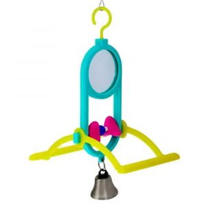 Avi One Bird Toy Round Mirror With Beads