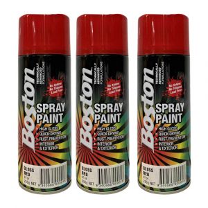 BOSTON Spray Paint - Gloss Red 250g 3 Pack