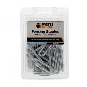 Barbed Staples 50 x 4mm 500g Fencing Whites Wires Galvanised Double U Sharp