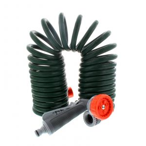 Garden Spiral Hose Coil 7.5m With Hand Spray 7 Pattern Nozzle Pope