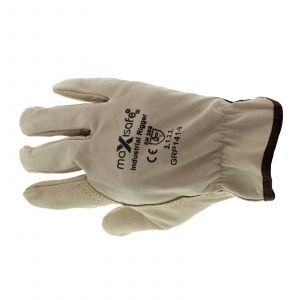 Premium Beige Rigger Gloves Medium Pair Safety Premium Cowgrain Leather Stitched