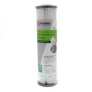 Pleated Sediment Water Filter Cartridge 10 Inch Reusable 5 Micron Puretec