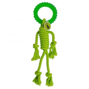 Dog Toy Rope Man W/Tpr Head 30Cm Loud Green