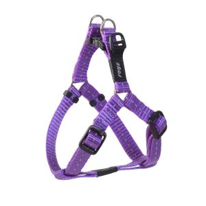 Rogz Nitelife Step-In Dog Harness For Small Dogs Purple Reflective Safety Nylon