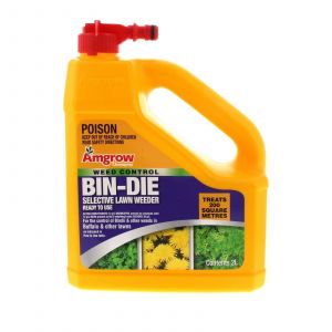 Amgrow Bin-Die Weed Killer Hose On 2L Suitable Buffalo Lawns Bindii Oxalis Etc