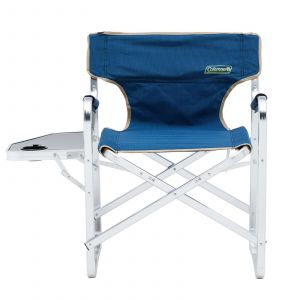 Coleman Chair Flat Fold Directors Plus Blue Padded Side Table Camping Outdoors