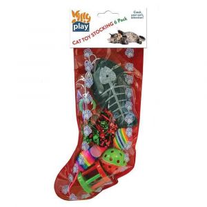 KITTY PLAY Christmas Assorted Cat Toy Stocking - 6 Pack