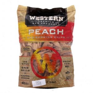 Western BBQ Peach Wood Chips 750g Barbecue Smoking Cooking Made In USA