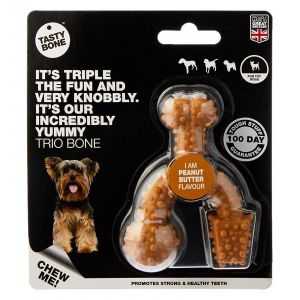 Nylon Trio Peanut Butter Toy Dog Toy Treat Long Lasting Flavour Safe Chew