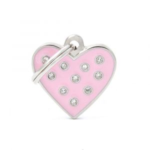 My Family Dog Tag Chic Heart Pink