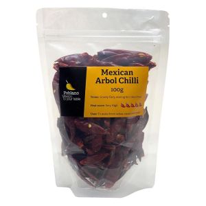 Poblano Mexican Arbol Dried Chillies Heat Factor 5/5 100G