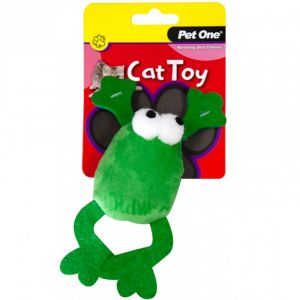 Pet One Cat Toy Plush Jumping Frog Green 14.5cm
