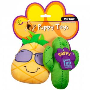 Pet One Dog Toy Puppy Cactus Family Assorted 2 Pack