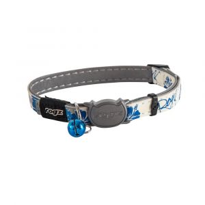 Rogz Glowcat Safeloc Collar Blue Floral 8mm