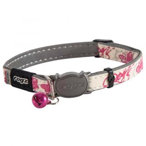 Rogz Glowcat Safeloc Collar Pink Butterfly 1mm