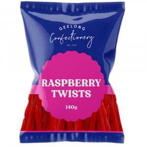 GEELONG CONFECTIONERY Raspberry Twists 140g