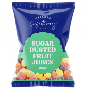 GEELONG CONFECTIONERY Sugar Dusted Fruit Jubes 225g