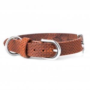 MY FAMILY Monza Brown Leather Dog Collar - Large