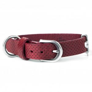MY FAMILY Monza Red Leather Dog Collar - Medium