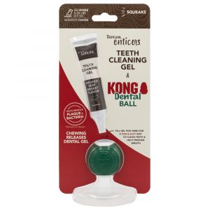 TROPICLEAN Enticer Kong Dental Ball & Smoked Beef Brisket Gel - Small