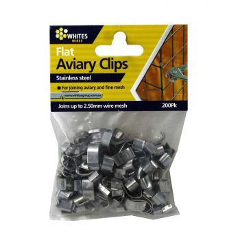 Flat Aviary Clips Pack of 200 for 2.5mm Wire Fence Fencing 12408 Whites Wires